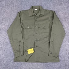 Vintage Military Shirt Mens Medium 15.5 Olive OG-507 Utility Dura Press US 80s