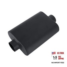 Universal Muffler Single 409 Stainless Steel Performance 3 Inletoutlet Black