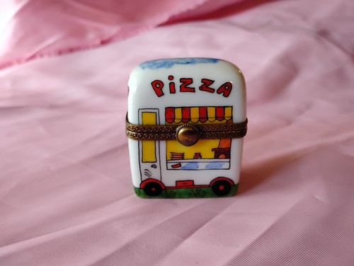 Pizza Van Limoges France Peint Main Porcelain Trinket Box HARD to FIND