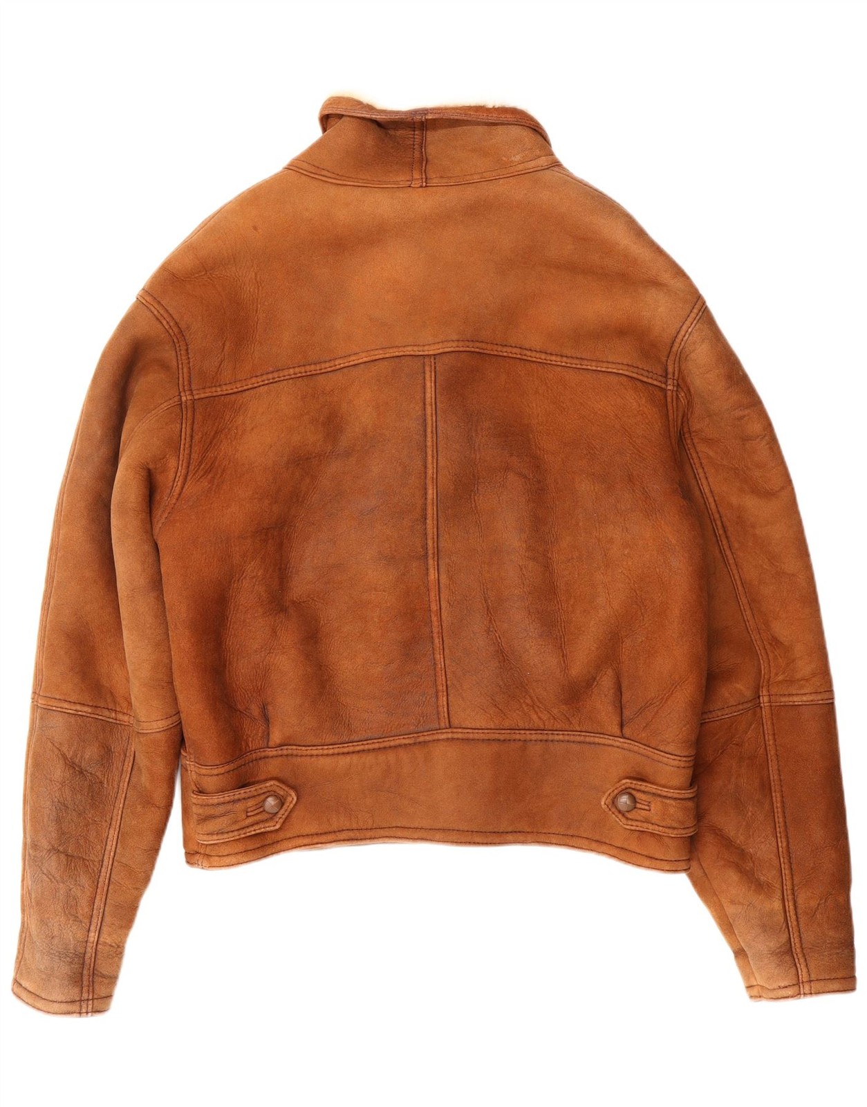 VINTAGE Mens Bomber Shearling Jacket IT 52 XL Brown Shearling AO03