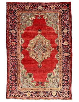 ATEMBERAUBENDER VINTAGE TEBRIZ TEPPICH HANDGEFERTIGT ÖSTLICHER WOLLTEPPICH SAUBER 7'5'' x 5'1''