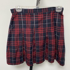 Lands' End Women's 14 Uniform Plaid Skirt Knee Length Classic Navy Red Academia