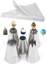 Large Piping Bags and Nozzles,Eclairs Churros Macaron Meringues Drop Flower 