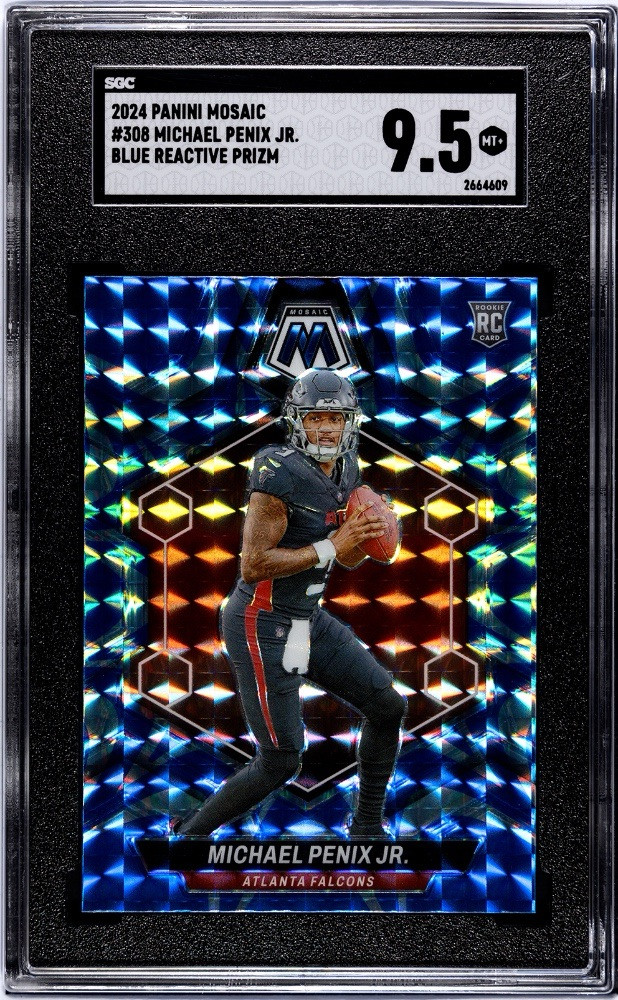 2024 PANINI MOSAIC #308 MICHAEL PENIX JR. BLUE REACTIVE  PRIZM SGC 9.5