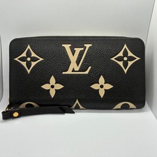 Louis Vuitton Long Wallet Monogram Empreinte Bicolor Zippy M80481 Black Beige