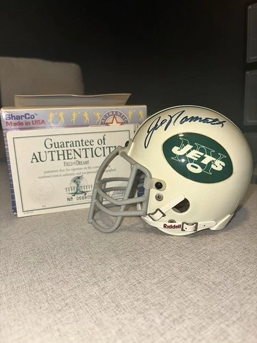 Joe Namath Autographed Riddell Mini Helmet - SharCo 1988 Original Box - COA