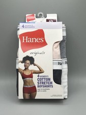 4-Pack HANES Originals Women  s Size 5/S Boyshorts Cotton Stretch Breathable