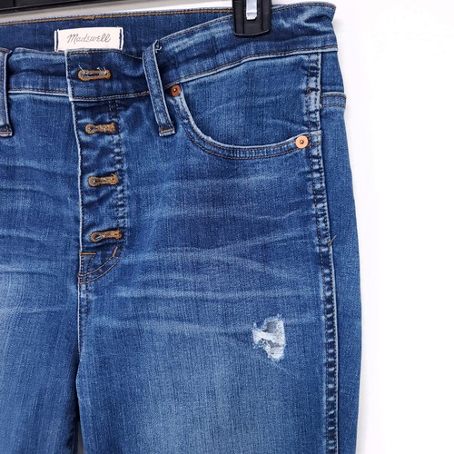 Madewell Jeans Womens 32 Raw Hem Fray Distressed 10" High-Rise Skinny Button Fly - Picture 7 of 16