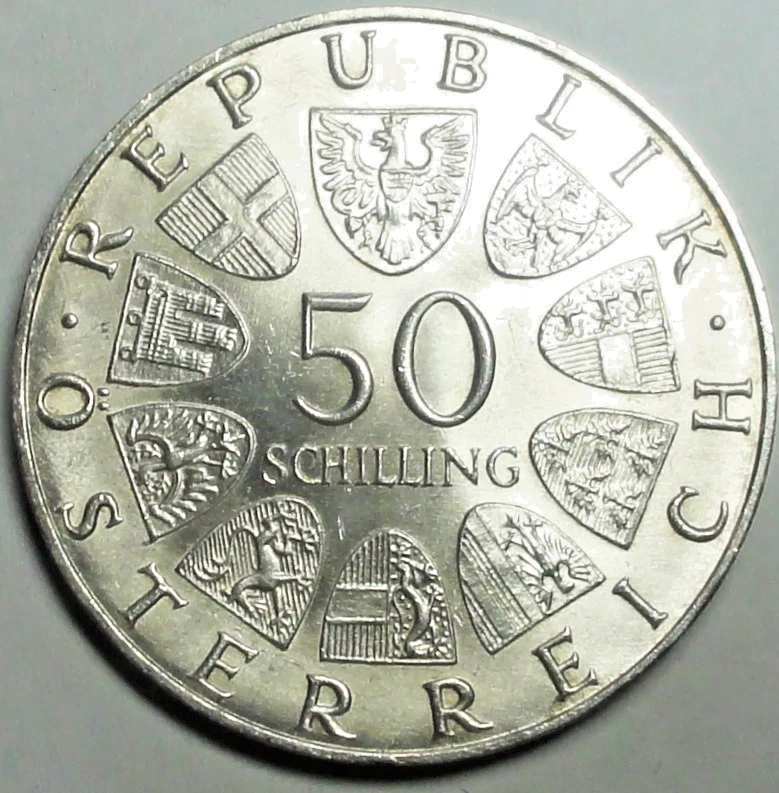 ÖSTERREICH 50 Schilling 1970 SILBER 900 Universität Innsbruck vz-st/xf-unz Kap.