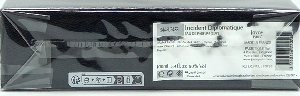 JOVOY INCIDENT DIPLOMATIQUE EAU DE PARFUM SPRAY UNISEX 3,4 OZ / 100 ml TOTALMENTE NUEVO Foto 3 de 4