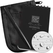 Rite in the Rain Weatherproof 3" x 5" Top-Spiral Notebook Kit: Black CORDURA ...
