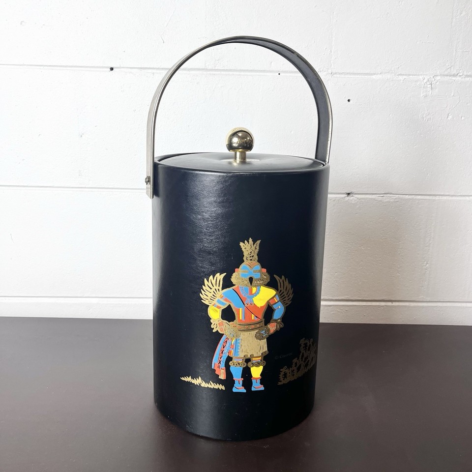 Vintage Couroc Kachina Ice Bucket Native American Southwestern MCM