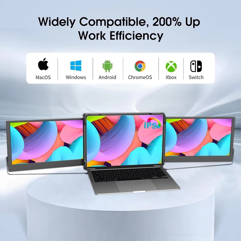 Dual Triple Monitor 1080P IPS FHD Monitor Screen Extender für Laptops 13-17,3" / - Bild 4 von 4