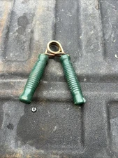 Vintage Wooden Wood Handle Hand Grip Exercise Grip Strengthener - Green