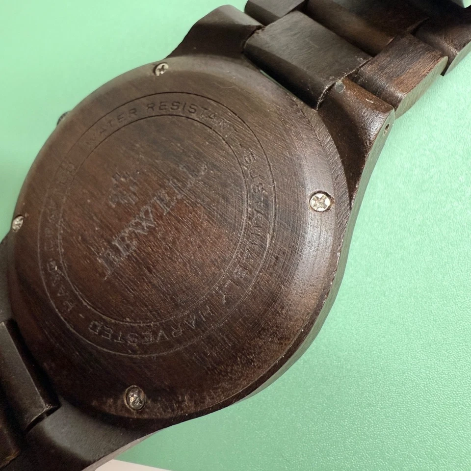 Reloj Pulsera Bewell Hombre Madera - Cuarzo Analógico, Función Fecha, Banda Marrón Foto 3 de 4