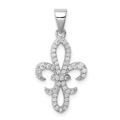 Sterling Silver CZ Fleur de Lis Pendant QC8113 | eBay