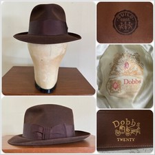 1950s Dobbs Twenty GUILD Edge Umber Brown size 7 - 1/8 Fedora Hat Vtg 50s