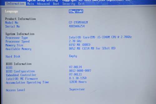 Panasonic CF-19 Intel Core i5-3340M 2,70 GHz 8 GB 10,5 pulgadas sin disco duro - Imagen 2 de 13