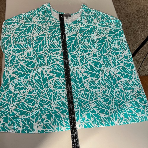Selection Ulla Popken Top Womens 28 30 Green Abstract Short Sleeve Dolman Plus - Picture 11 of 12