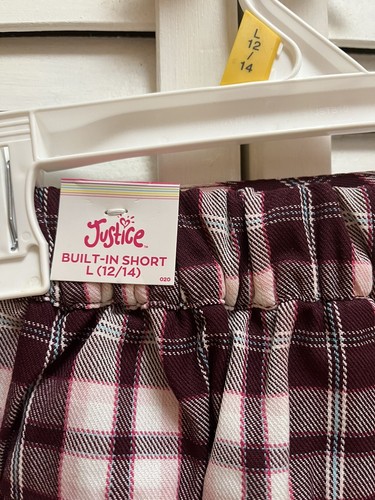 NWT Justice Girls Skort Pink/ Burgundy School Girl Plaid Skirt Size L 12-14 - Picture 8 of 11
