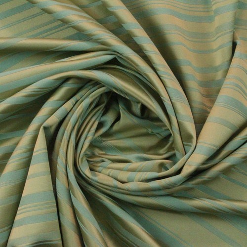 SATEEN STRIPE AQUA GOLD FURNITURE UPHOLSTERY RAILROADED FABRIC BY YARD 55"W - Picture 5 of 5