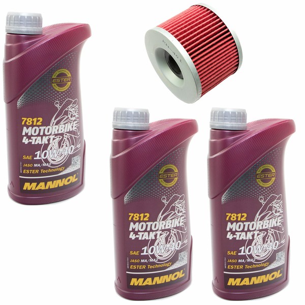 MotoröL ÖLfilter KN401 Set 10W40 3 Liter FüR Honda CB Kawasaki EL EX Yamaha FZR-image