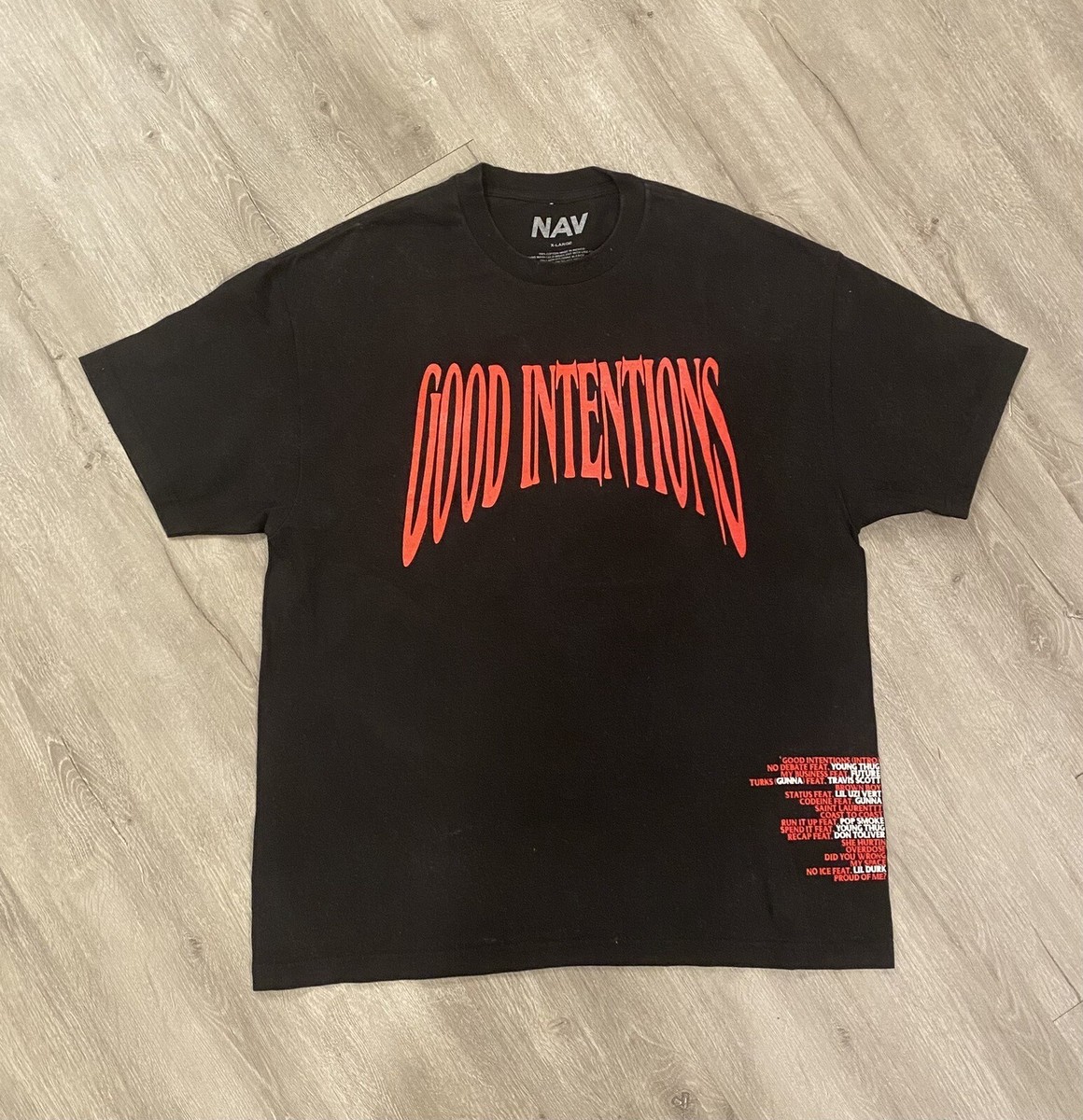 Men's NAV x Vlone 100% Authentic Good Intentions Album Tour Black