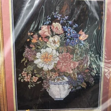 Something Special floral Counted Cross Stitch kit mixed floral on black 50618