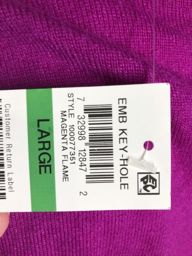 INC NWT L Embellished Keyhole Sweater Silk Cashmere Wool Blend Bright Blue FLAW - Picture 13 of 14
