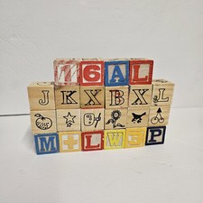 22 Wooden Alphabet Letter Blocks