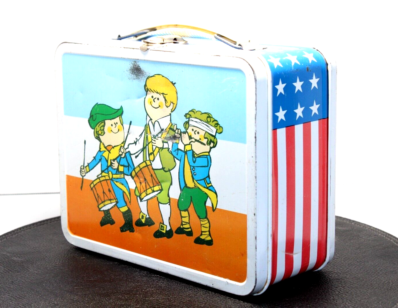 Vintage 1974 Ohio Art Drum and Fife Yankee Doodle Lunch Box No Thermos