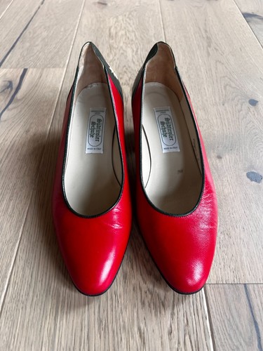 Vintage Stutvoet Schuhe Italian Leather Heels – Red & Green Edelweiss Embroidere - Picture 3 of 13
