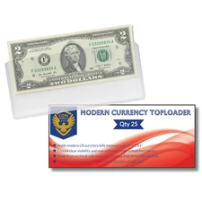 25 Coin Shield Modern Currency Toploader Sleeves Rigid Holder US Note Clear