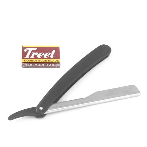 Barber Haar Rasierhobel Klappmesser schwarzer Griff mit gratis 10er Pack Klingen - Bild 3 von 3