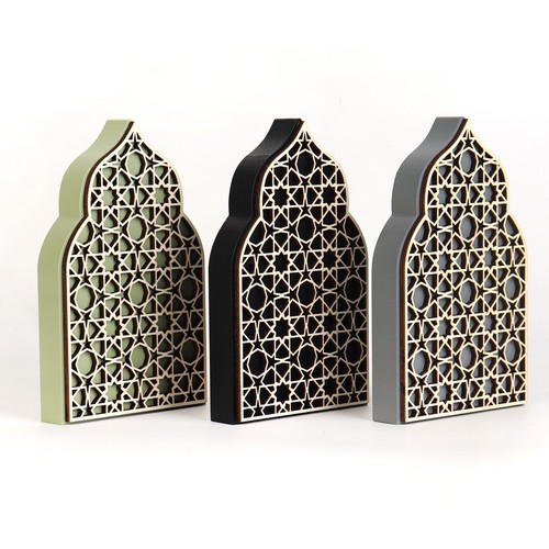 Islamic Decorative Wall Art Panels - Wooden 21.5x14.5x2.5cm | Elegant 3 pack - Afbeelding 1 van 6