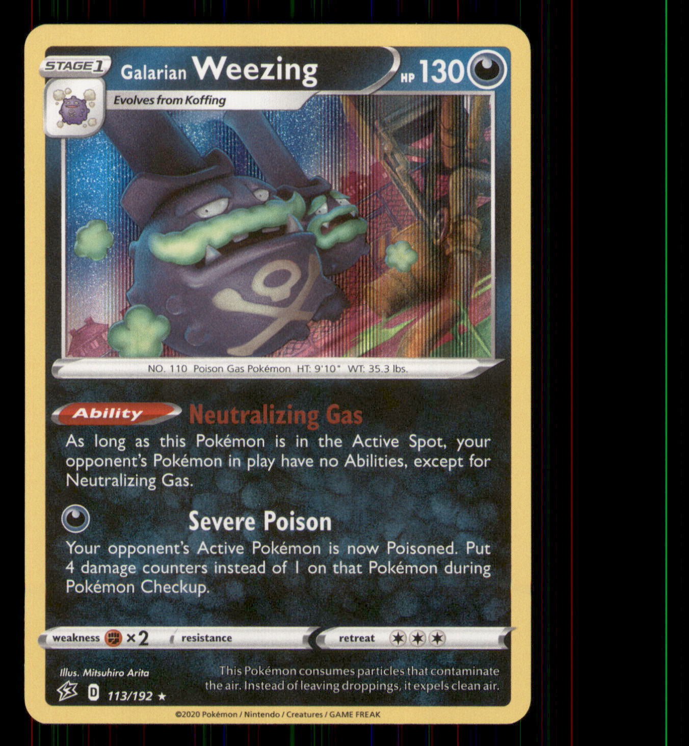 Galarian Weezing SWSH02: Rebel Clash #113/192 Holo Rare Pokemon LP