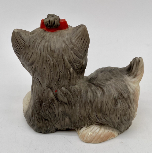 VINTAGE HOMCO #1475 SCHNAUZER YORKSHIRE BIEGE/GRAY PORCELAIN PUPPY - Picture 3 of 9
