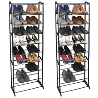 2Er Set Schuhregal Schwarz Bis 20 Paar Schuhe Steckregal Schuhablage Standregal