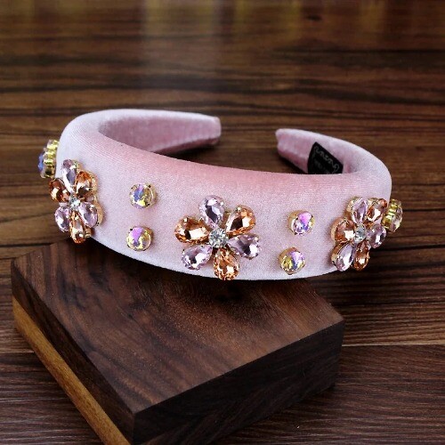 Pink Crystal Princess Padded Headbands Rhinestone Hairbands Hair Jewelry Girls - Imagen 10 de 25