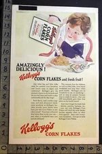 1923 KELLOGG CORN FLAKE BREAKFAST CEREAL DECOR KITCHEN LUCILLE P MARSH AD 33743