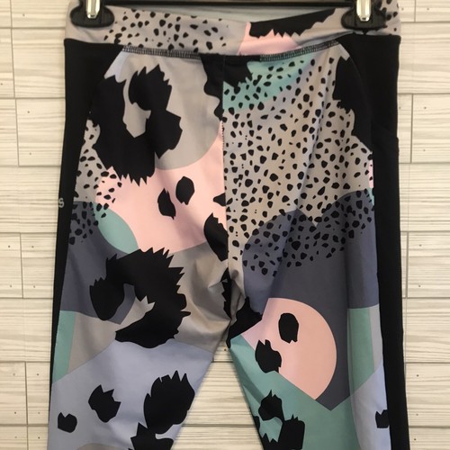 Adidas Girls Youth Size XL 16 Print Stretch Leggings Multicolor Athletic Pants - Picture 8 of 14