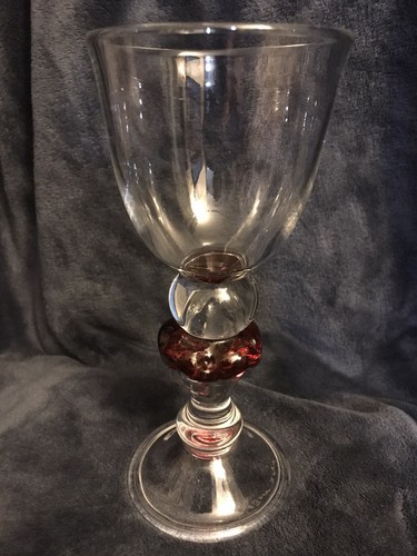 Corning Museum of Glass Rolled Foot Art Glass Goblet Signed Lynn LaBarr 8.5” - Picture 11 of 12