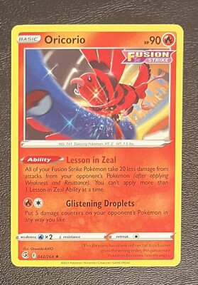 oricorio fusion strike pokemon card value Pokémon TCG Oricorio Fusion Strike 042/264 Regular Rare Card Near Mint NM