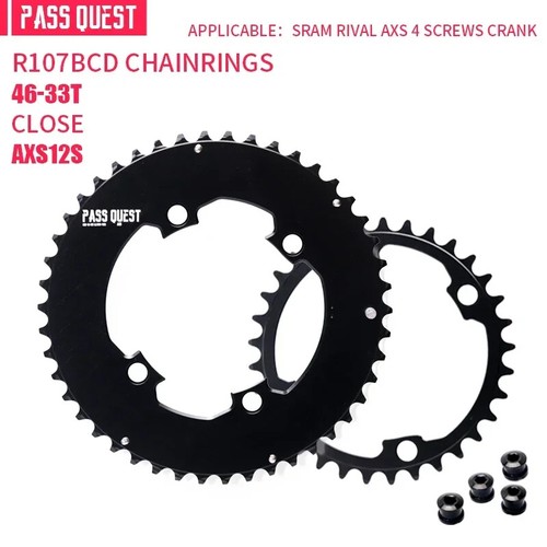 107BCD Double Chainring MTB Road Bicycle 46-33T 48-35T 50-37T 52-39T Chainwheels - Picture 14 of 33