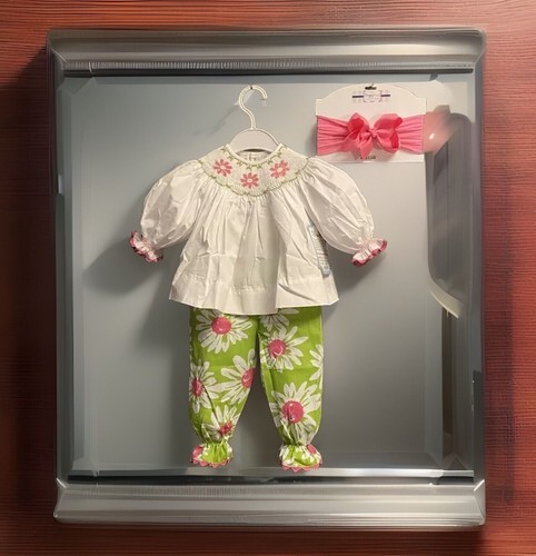 Mädchen Neu mit Etikett Remember Nguyen gesmoktes Hosen-Set Kleid Shirt kostenlose Schleife 3 Monate - Bild 14 von 14