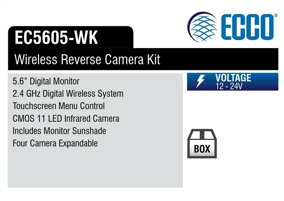 Wireless Reverse Camera Kit ECCO Heavy Duty 5.6" Touchscreen - 2.4GHz Camera - Image 4 of 4