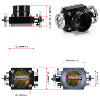 70MM SR20DET Throttle Body Intake Black For 1989-1998 Nissan