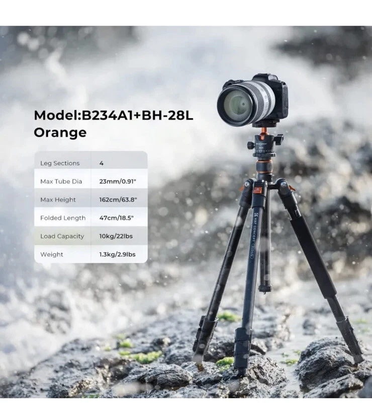 K&F Concept B234A1+BH-28L Tripod - Thumbnail 4