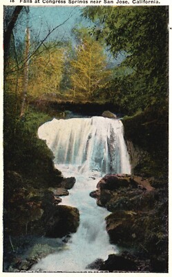 near San Jose, CA, Falls at Congress Springs, Unused Vintage Postcard e5655