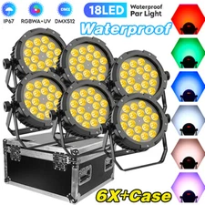270W Waterproof RGBWA UV Party Light 18LED Par Light DMX Stage Lighting w/Case